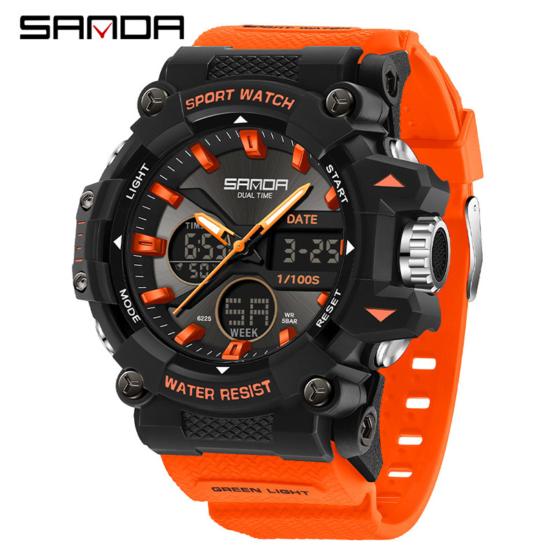 SANDA SANDA reloj deportivo masculino impermeable reloj de montaña relojes de moda cronógrafo despertador estudiantes reloj electrónico multifuncional