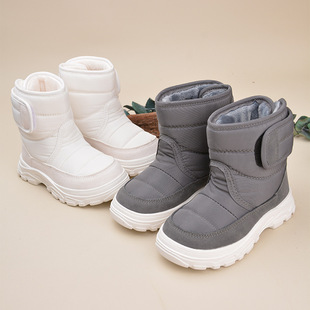 Winter Fashion New Velcro Warm Children's Snow Boots Korean Style in stock Rubber Soft Bottom fleece-lined Baby Boots