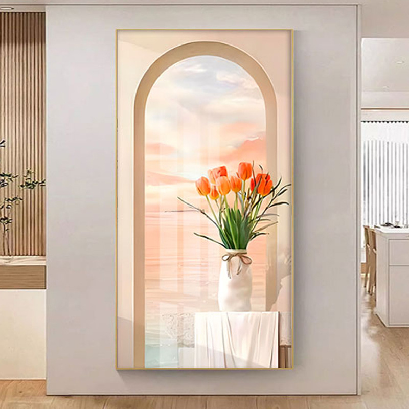 Small Fresh Green Plant Mural Light and Shadow Space Sense Decorative Painting Corridor Aisle Hanging Painting Living Room Background Painting