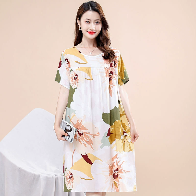 Autumn pijama, summer thin skirt, with short sleeve, plus size