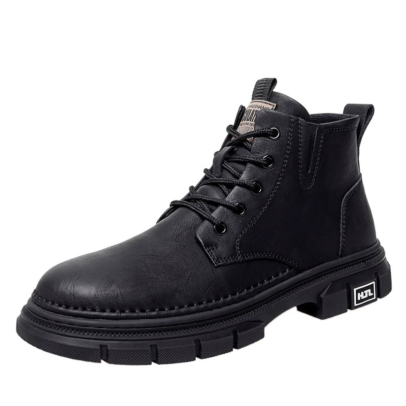 Осенне-зимние модные кожаные повседневные Ботинки Martin, Мужская рабочая одежда, мужские ботинки в британском стиле, Теплая мужская обувь на флисовой подкладке, мужская обувь до середины икры