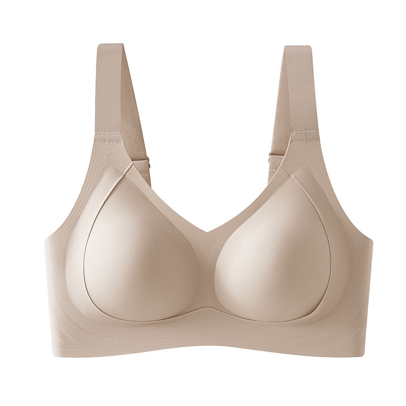 Gran tamaño de elevación de soporte suave ropa interior damas sin marcas sin anillo de acero sujetador recopilado anti-caída sujetador de copa fija