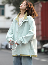 啄木鸟美式外套女生2025新款春秋季宽松大码显瘦立领百搭棒球服潮