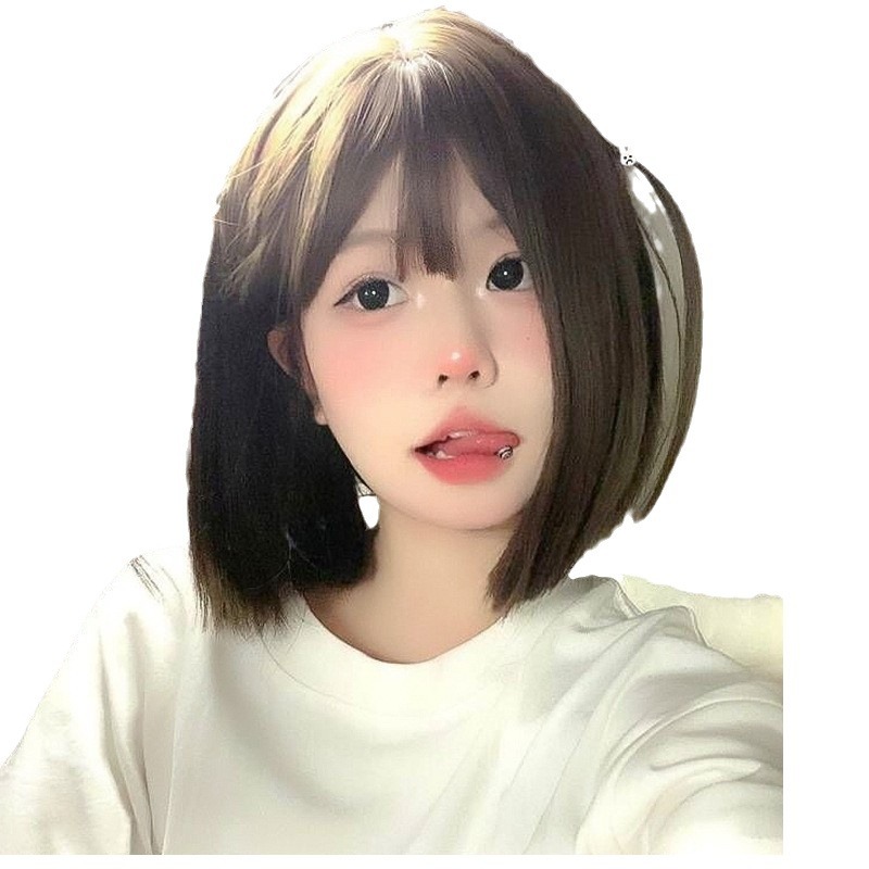 Cheng Ming Wig Women's Cold Brown Cyber Popular Summer Air Bangs Haibo Wavehead 2023 New Natural Full Headset