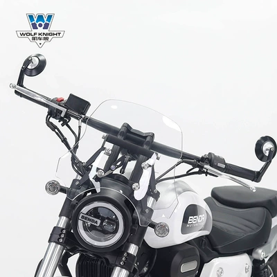 Muscle car Wolf suitable Motorcycle front windshield - wollastonite-300-transparent-35cm-high-with-navigation-bracket-rod