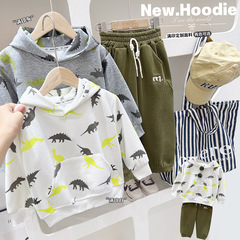 男童春季寶連帽衛衣2024新款兒童卡通印花潮范上衣中大童寬鬆帽衫
