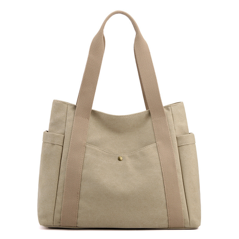 Fashion Korean Style New Handbag Canvas Tote Bag Simple Retro Large Capacity Shoulder Bag For Women - Thumbnail 8