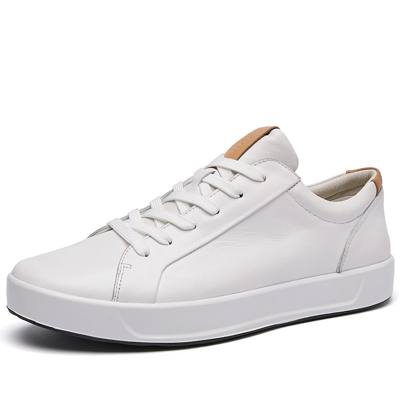 MAASINDA lujo ligero de cuero de vaca de cabeza zapatos blancos de hombre suave transpirables zapatos de skate casuales de cuero genuino versátiles de moda de suela gruesa