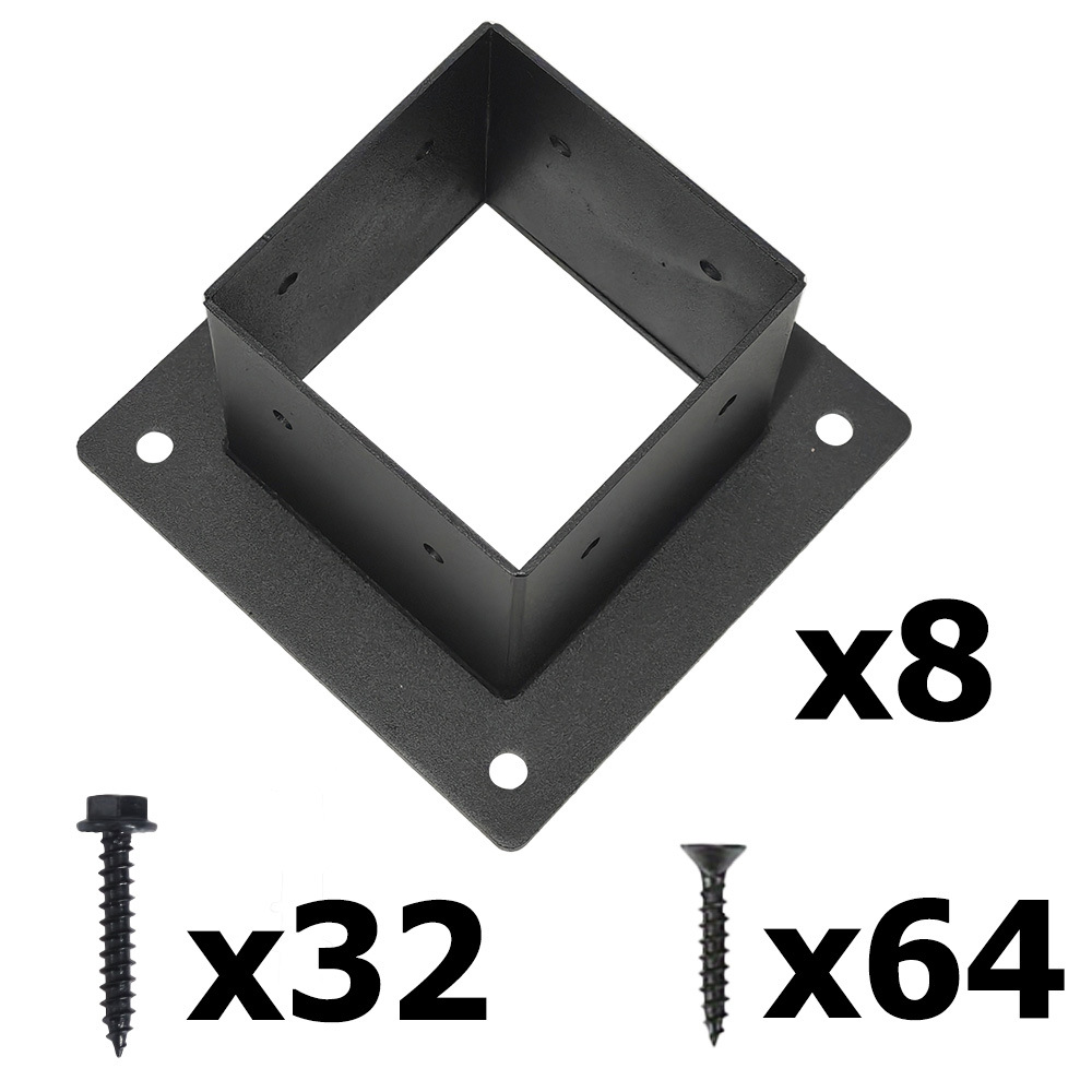 soporte de gazebo ancla de tierra ancla de columna pesada ancla de madera negra mate soporte de columna para soporte de barandilla de cubierta gazebo