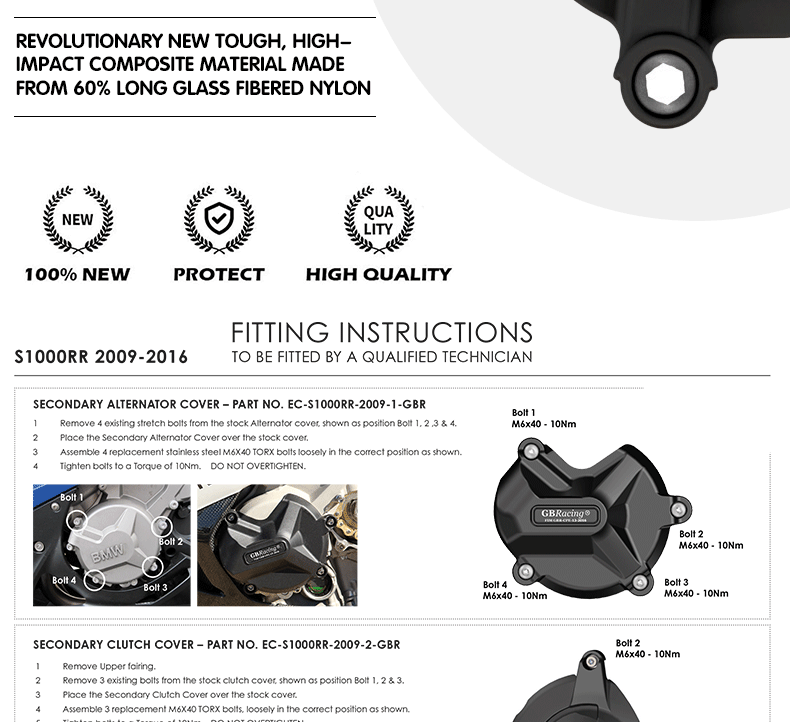 Suitable for Bmw S1000R/Rr Hp4 2009-2016 Engine Protective Cover Gbracing Anti-Fall Side Cover