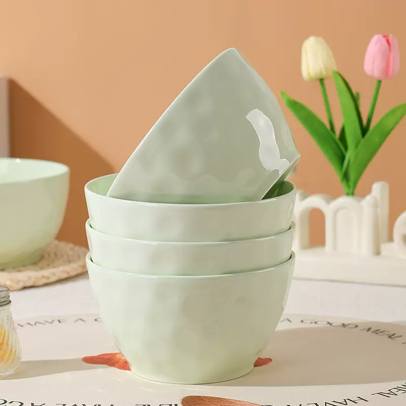 奶油石纹碗碟套装汤碗饭碗简约餐具套装高温釉下彩陶瓷碗家用面碗