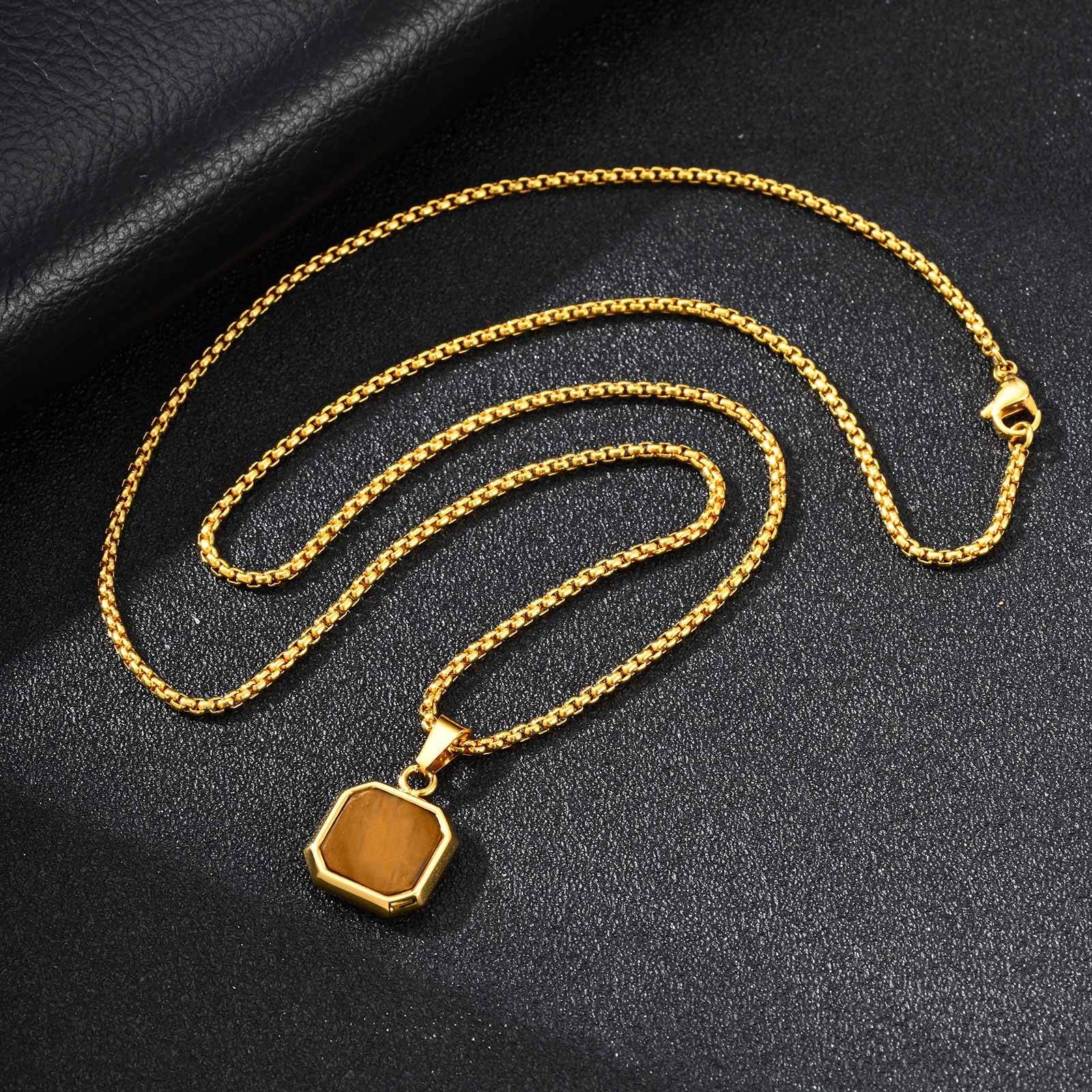 호안석 펜던트 골드 + 체인