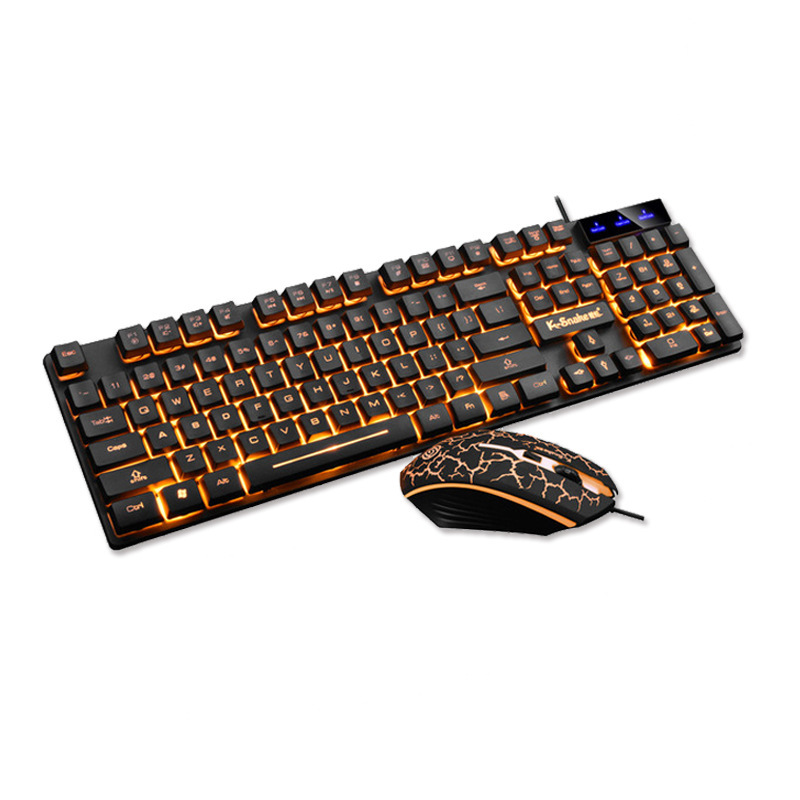 マムシkm 320有線キーマウスセット懸濁U Uオレンジ字透光クラックゲームキーボードマウスセット|undefined