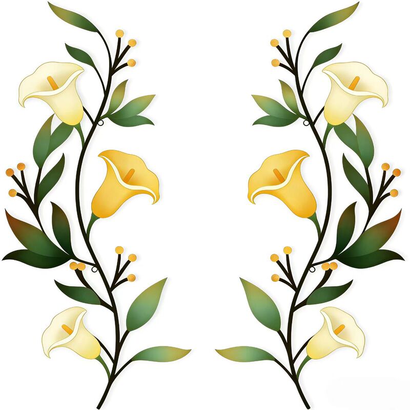Iron Art Silhouette Colorful Morning Glory Flower Branch Wall Decoration Garden Courtyard Fence Wall Hanging Craft Ornament