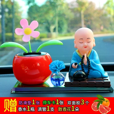decoration, Car ornaments - blue-clothes-monk-red-sunflowers