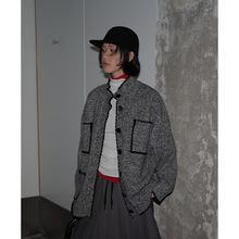 UNITY MODE 高级感灰色羊毛针织衫开衫女冬季休闲复古开衫530025