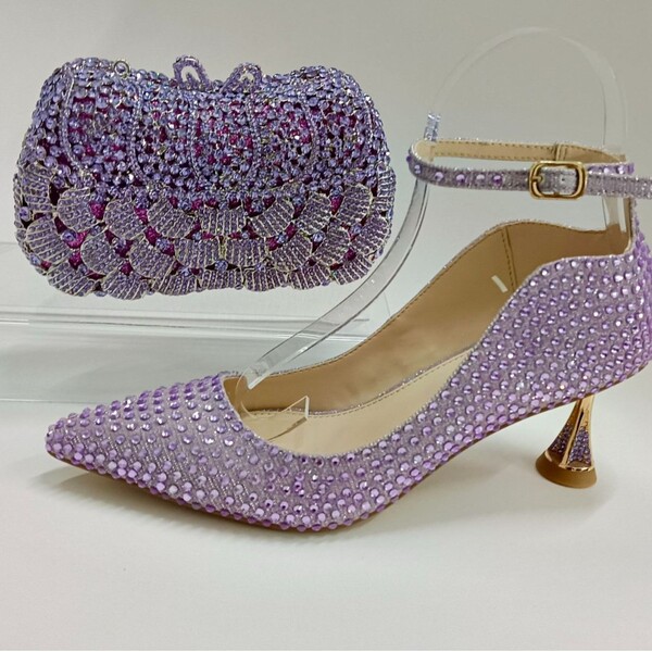 Fashionable high heels with bow for bride with a strap