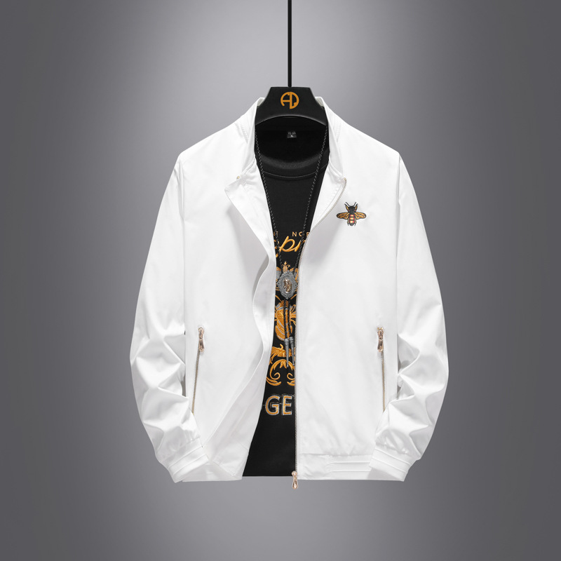 Veste de baseball décontractée à col montant et broderie simple pour homme, nouvelle mode printemps_voghion.com