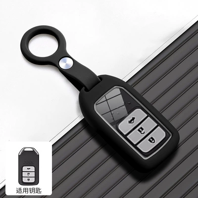 Key Cover for Civic 10Th: Car key bag - honda-model-b-prestigious-black-liquid-silicone