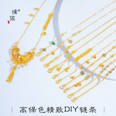璞佐强保色沙金珐琅彩葫芦铃兰花凤翎百搭双钩项链新中式锁骨链女