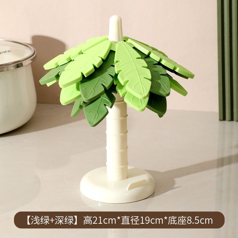 아이보리 화이트 폴 + 녹색 잎