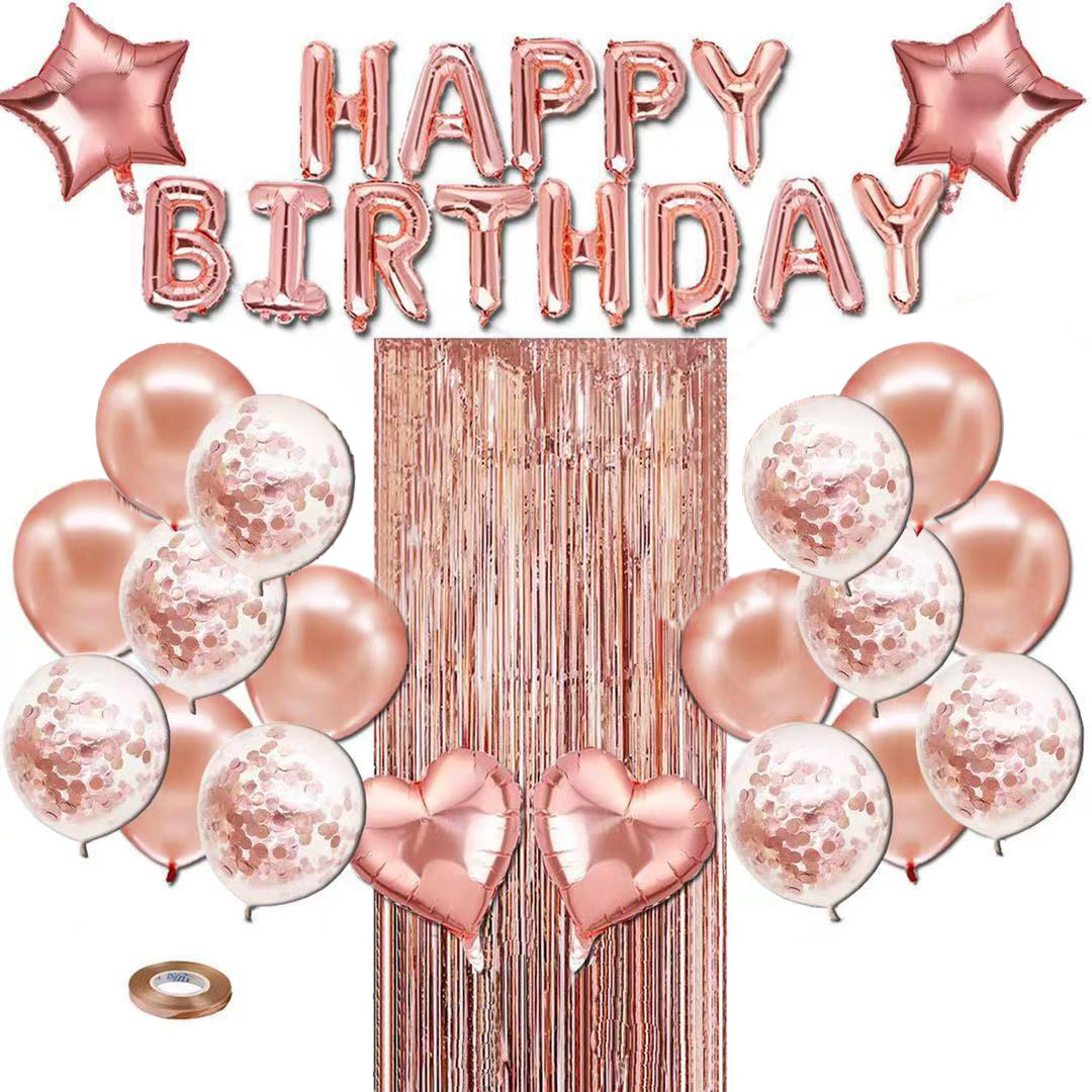 Feliz cumpleaños transfronterizo letra paquete de globos de película de aluminio fiesta de cumpleaños decorada paquete de látex celebración de Navidad