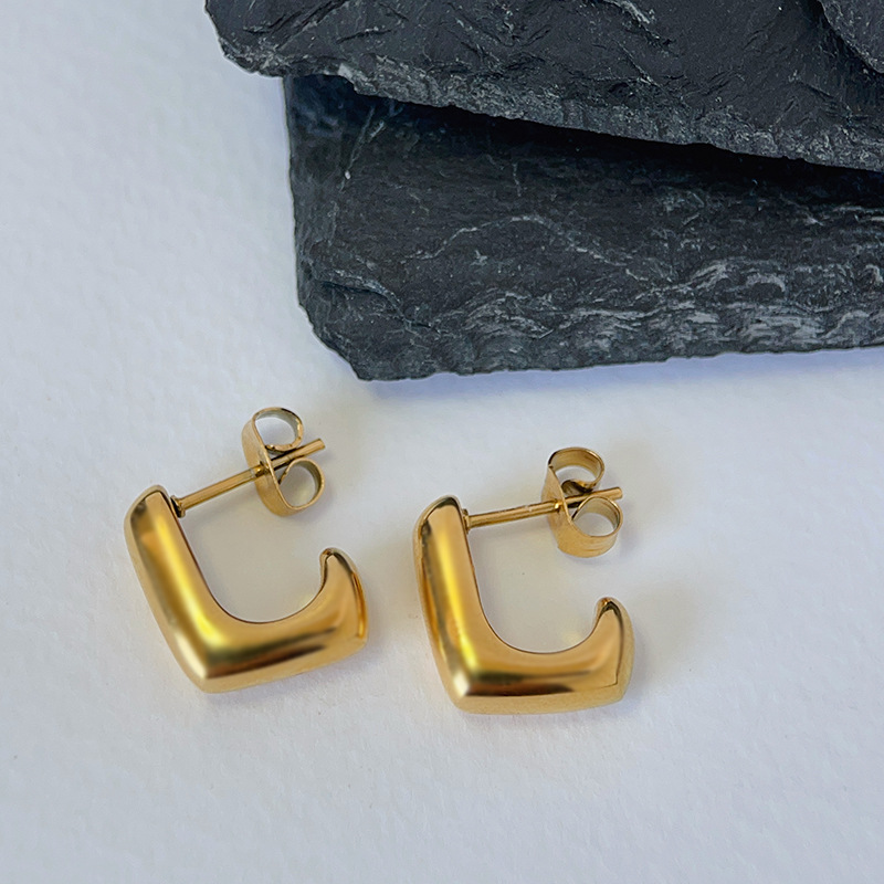 Daily Occasion 1 Pair Simple Style Irregular Plating Titanium Steel Ear Studs