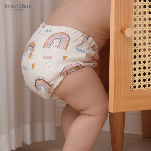 6-layer gauze baby training pants, pure cotton, breathable, washable baby learning pants, cloth diapers, 3-pack diapers