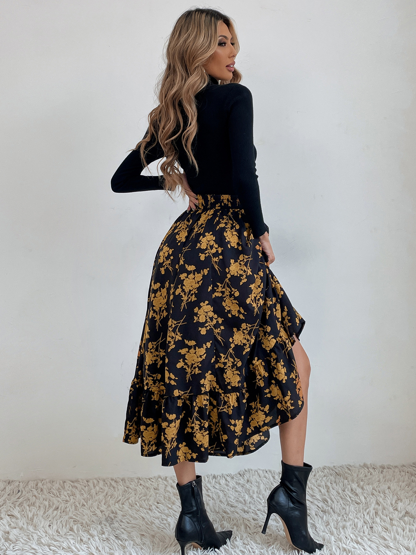 182g Weight Midi Dress Dress Length Type Skirt Dresses Type Spandex, Polyester Fabric Type High Waist Waist Line Inelastic Elasticity Holiday, Daily Occasion Regular Fit Fit Type Ditsy Floral, Leopard Pattern Spring, Autumn Season Women's Gender Casual, Streetwear Style Spring Autumn Casual Streetwear Ditsy Floral Leopard Spandex Polyester Midi Dress Skirts 33