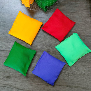 Cross-Border Hot Sale 10*10cm Flat Sandbag Wholesale Children's Sandbag Toy Game Solid Color Double-Layer Leak-Proof