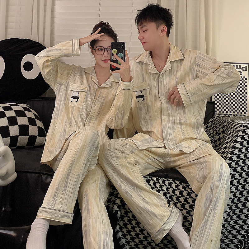 [Exposición de pintura soleada] pijamas de pareja para hombres y mujeres de verano de manga larga de primavera y otoño al aire libre más el tamaño estrella ropa para el hogar invierno