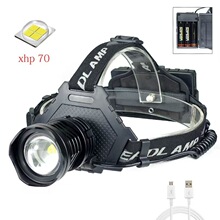 跨境P70强光远射头灯USB充电户外夜钓防水大功率长续航变焦头灯