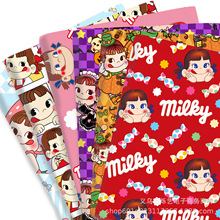 卡通牛奶妹印花涤棉帆布防水布料手工衬布面料拼布,1Yc51393