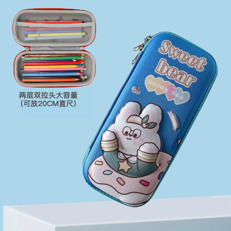 Estudiantes de primaria lindos dibujos animados 3D estereoscópicos caja de papelería caja de lápiz EVA anti-caída a prueba de presión coreana bolsas de lápiz para niños al por mayor