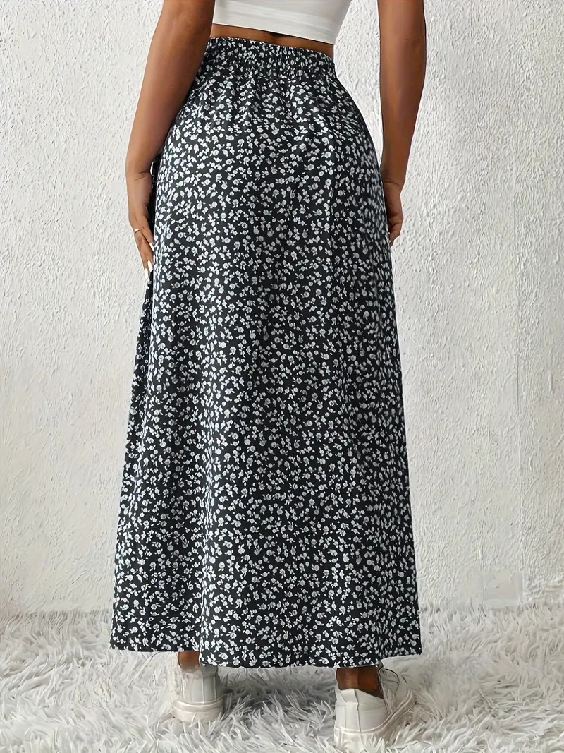Vintage For Spring Summer, European And American TK Women's New Style, Waist-Cinching Printed Long Skirt With_ecoleips.com
