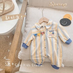Newborn baby suit for spring and autumn, long-sleeved autumn clothes for baby boys, children's clothing, sleeper, baby crawling suit for outdoor wear