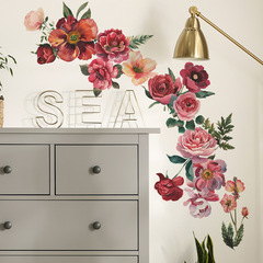 外貿個性創意DIY浪漫花朵葉子臥室客廳家居裝飾牆貼貼紙自粘批發