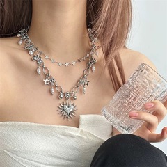 重工業 y2k ホットガールパーソナライズされたスタースパンコールラブペンダントネックレス女性ニッチファッショントレンド鎖骨チェーンアクセサリー