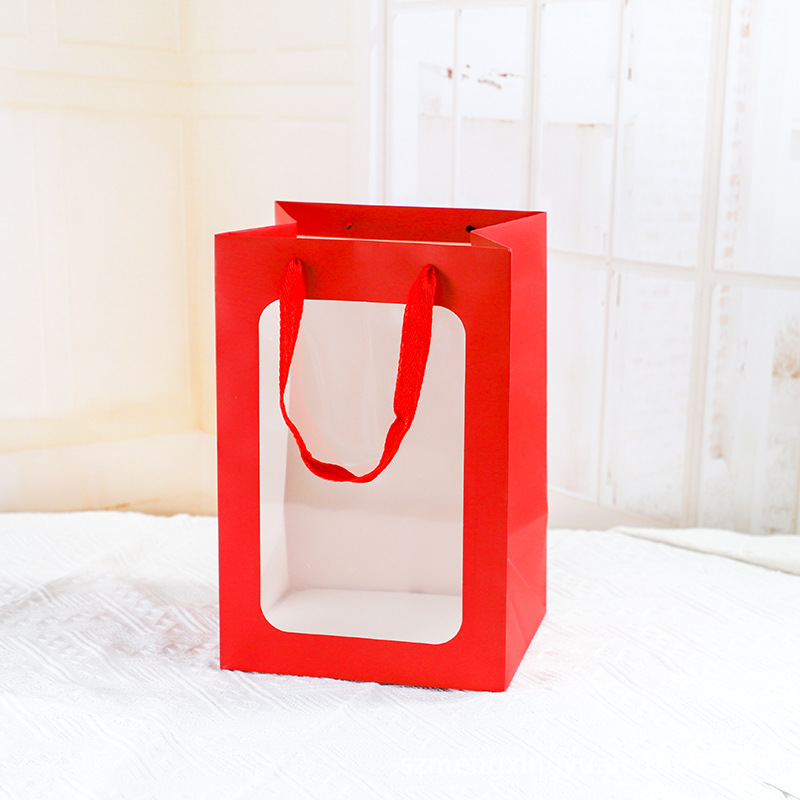 Extra grande ventana cumpleaños graduación temporada bolsa de regalo ramo transparente cuadrado sola flor caja de regalo bolso