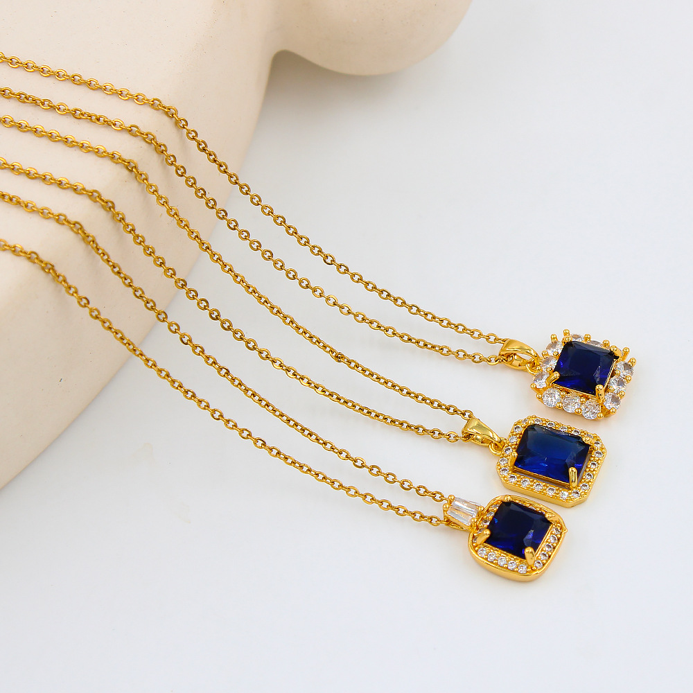 Fashion Geometric Stainless Steel Plating Zircon Pendant Necklace 1 Piece