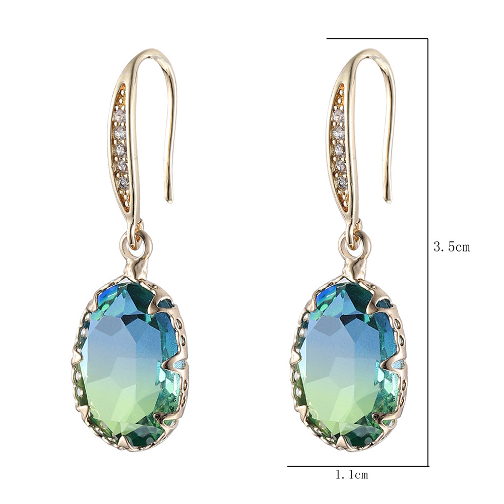 1 Paire Dame Ovale Incruster Le Cuivre Zircon Boucles D'oreilles display picture 1