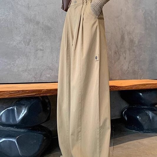 美式工装裤女2025秋季新款复古休闲高腰宽松显瘦直筒春秋阔腿裤子|undefined