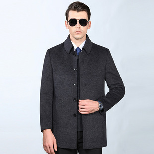 Winter Men's Double-Sided Cashmere Outwear Business Casual Lapel Fashion Middle-Aged and Elderly Men's Woolen Thick Outwear