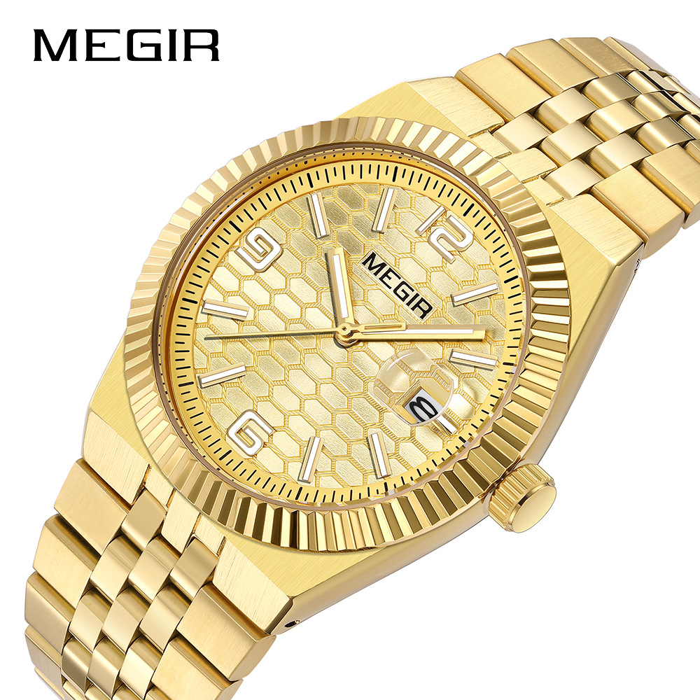 Men's Business Quartz Watch Steel Strap 3D Honeycomb Embossed_voghion.com