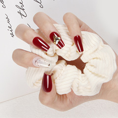 Handmade Wearing Nails Wholesale Nail Stickers Red Nail Stickers Bridal Nails Medium Long Trapezoid Ballet Nail Stickers Wholesale