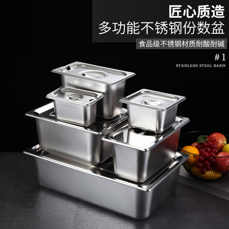 Recipiente Rectangular de Acero Inoxidable con Tapa para Camión de Comida y Mermelada