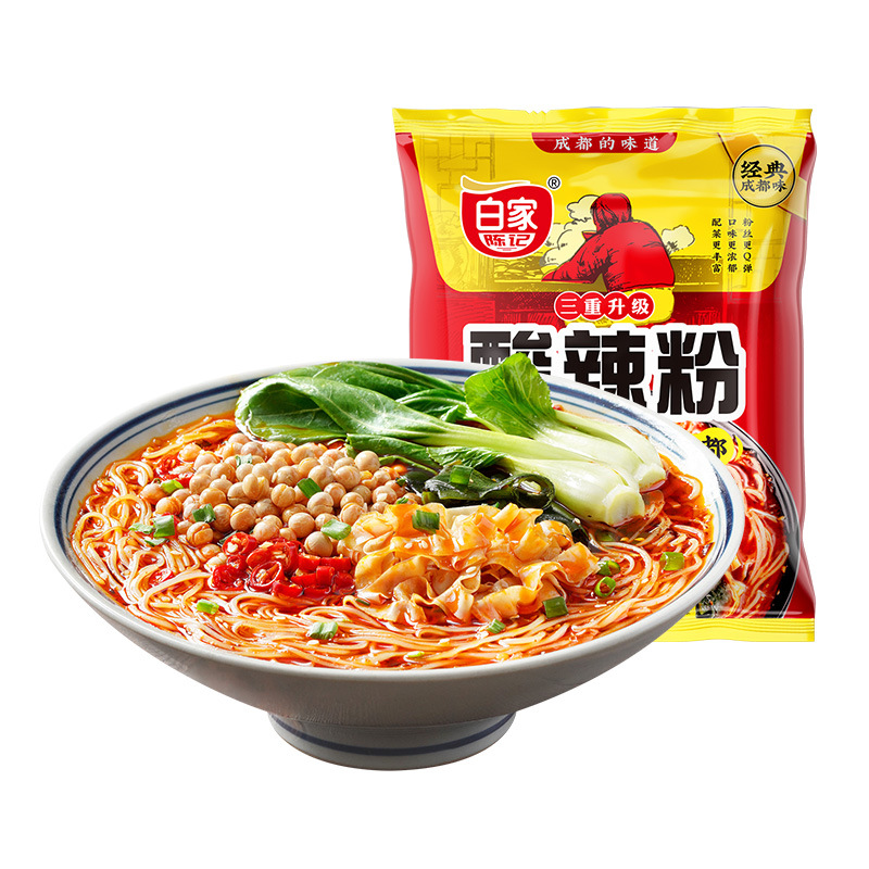 四川白家陈记酸辣粉肥肠粉酸菜经典粉丝方便冲泡型批发袋装