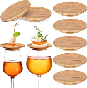 Bamboo and Wood Creative Red Wine Cup Lid Splash-proof Debris Cup Lid Multi-purpose Dessert Fruit Wine Cup Tray Heat Insulation Pad