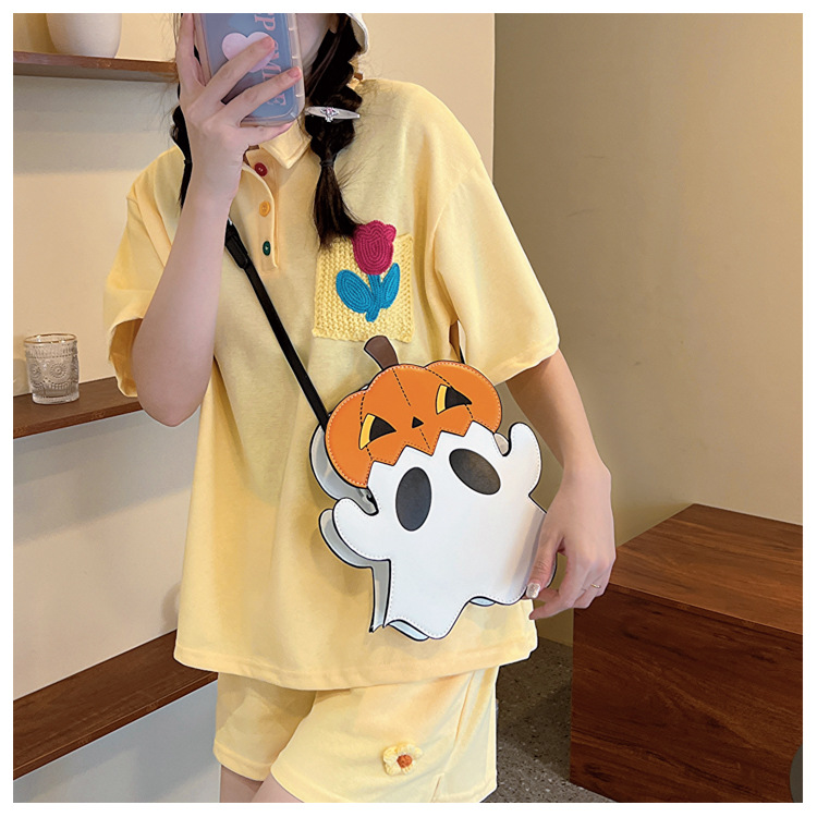 Halloween Small Bag 2024 New European And American Fashion Personality Funny Pumpkin Single Shoulder Small Round Bag_ipsvogv.com