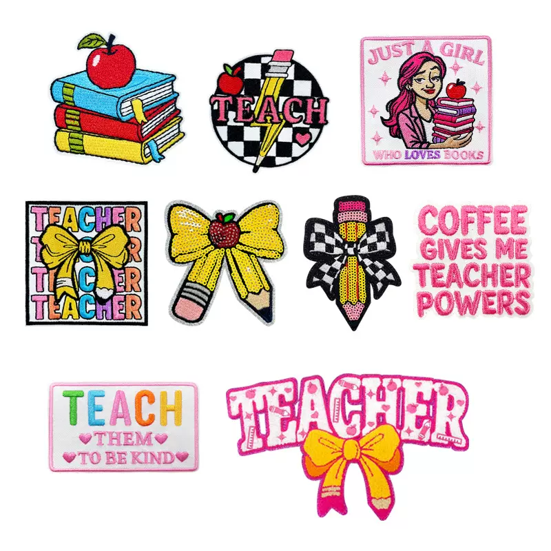 教师节主题系列布贴 铅笔 老师 书籍 苹果 蝴蝶结 学生diy补丁